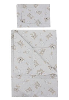 Lenjerie 2 piese, bumbac, Ursulet crem pe norisor, 120x60 cm, crem