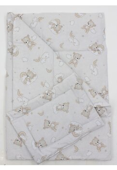 Lenjerie 2 piese, bumbac, Ursulet crem pe norisor, 120x60 cm, crem