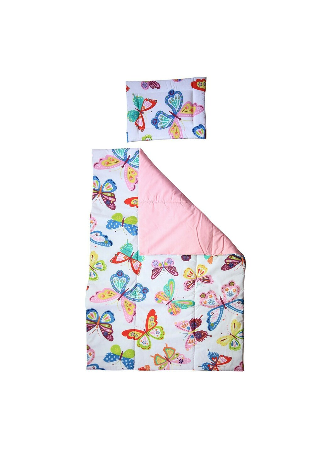 Lenjerie 2 piese, Prichindel, fluturasi multicolori,120x60cm