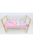 Lenjerie 3 piese, bumbac, Butterfly, verso roz, 120x60 cm, multicolor
