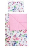 Lenjerie 3 piese, bumbac, Butterfly, verso roz, 120x60 cm, multicolor