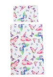 Lenjerie 3 piese, bumbac, Butterfly, verso roz, 120x60 cm, multicolor
