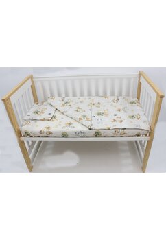 Lenjerie 3 piese, bumbac, catelusi, 120x60 cm, ivory