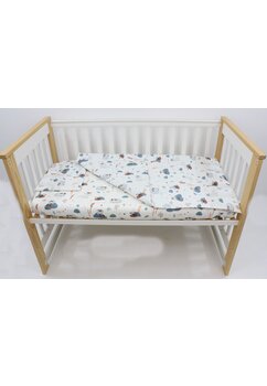 Lenjerie 3 piese, bumbac, Little animals, 120x60 cm, alb