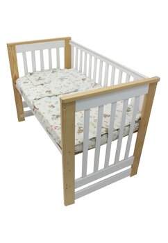 Lenjerie 3 piese, bumbac, Little fox, 120x60 cm, ivory