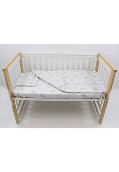 Lenjerie 3 piese, bumbac, Ursulet crem pe norisor, 120x60 cm, crem