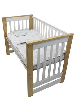 Lenjerie 3 piese, bumbac, Ursulet crem pe norisor, 120x60 cm, crem