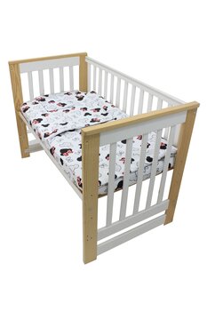 Lenjerie 3 piese, fundite rosii, bumbac, 120x60 cm, alb