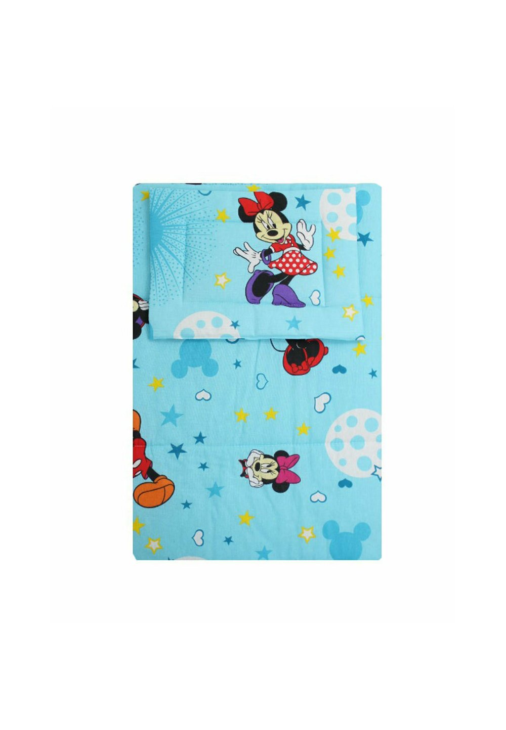 Lenjerie 3 piese, Minnie si Mickey, albastra cu stelute, 120x60cm imagine