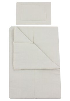 Lenjerie 3 piese, muselina bumbac, crem, 120x60cm