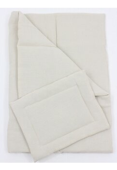 Lenjerie 3 piese, muselina bumbac, crem, 120x60cm