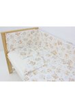 Lenjerie 4 piese, bumbac, Caprioara Bambi si prietenii, 120x60 cm, alb