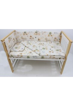 Lenjerie 4 piese, bumbac, catelusi, 120x60 cm, ivory