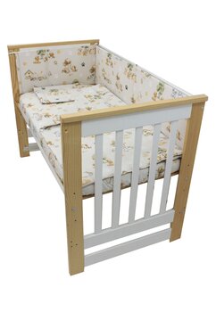 Lenjerie 4 piese, bumbac, catelusi, 120x60 cm, ivory