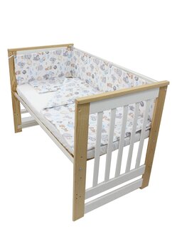 Lenjerie 4 piese, bumbac, Koala cu balon, multicolor, 120x60 cm