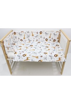 Lenjerie 4 piese, Prichindel, bumbac, girafa, 120x60 cm