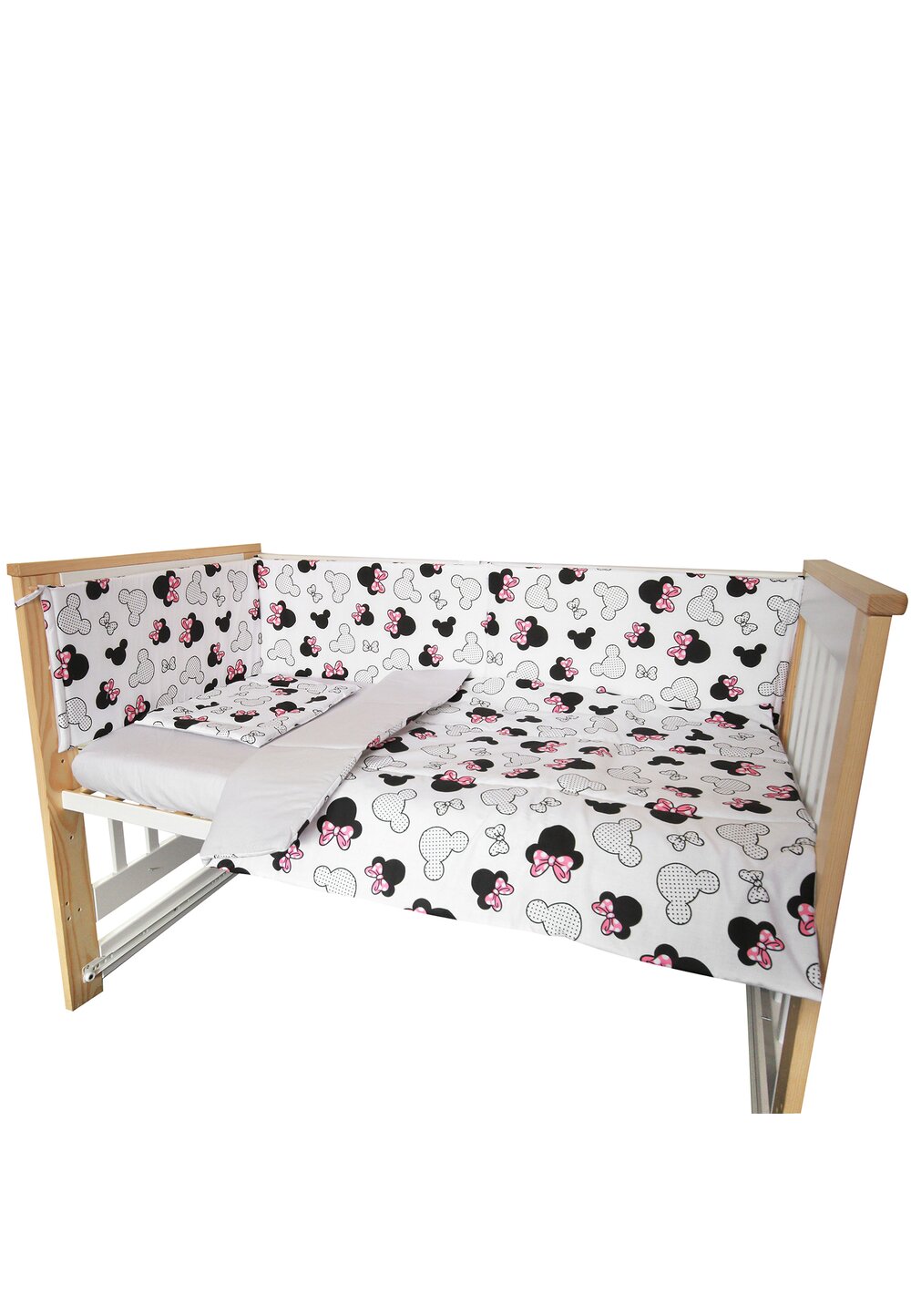 Lenjerie 4 piese, Prichindel, Minnie, gri, 120x60cm