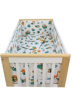 Lenjerie 5 piese, bumbac, animalute in jungla, 140x70 cm, multicolor