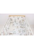 Lenjerie 5 piese, bumbac, Animalute pe leagan, 120x60 cm, alb