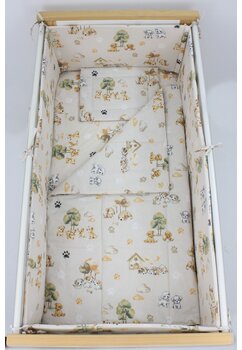 Lenjerie 5 piese, bumbac, catelusi, 120x60 cm, ivory