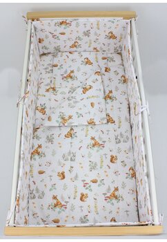 Lenjerie 5 piese, bumbac, Little fox, 120x60 cm, alb