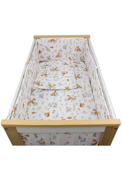 Lenjerie 5 piese, bumbac, Little fox, 120x60 cm, alb