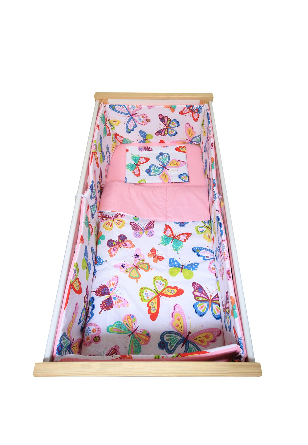 Lenjerie 5 piese, Prichindel, fluturasi multicolori,140x70cm