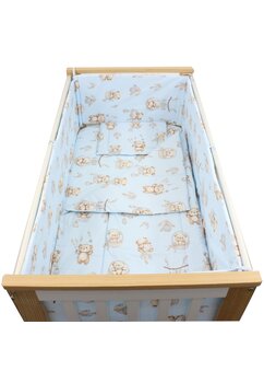 Lenjerie 5 piese, Prichindel, Ursulet in cosulet, bumbac, albastru, 120x60 cm