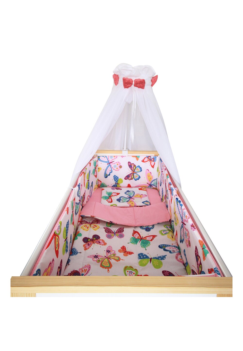 Lenjerie 6 piese, Prichindel, fluturasi multicolori,120x60cm