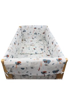 Lenjerie 7 piese, Prichindel, bumbac, Little animals, 120x60 cm, alb