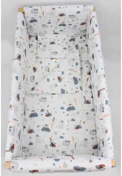 Lenjerie 7 piese, Prichindel, bumbac, Little animals, 120x60 cm, alb