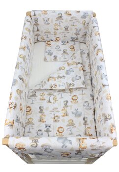 Lenjerie 7 piese, Prichindel, bumbac, Monkey, multicolor, 120x60 cm