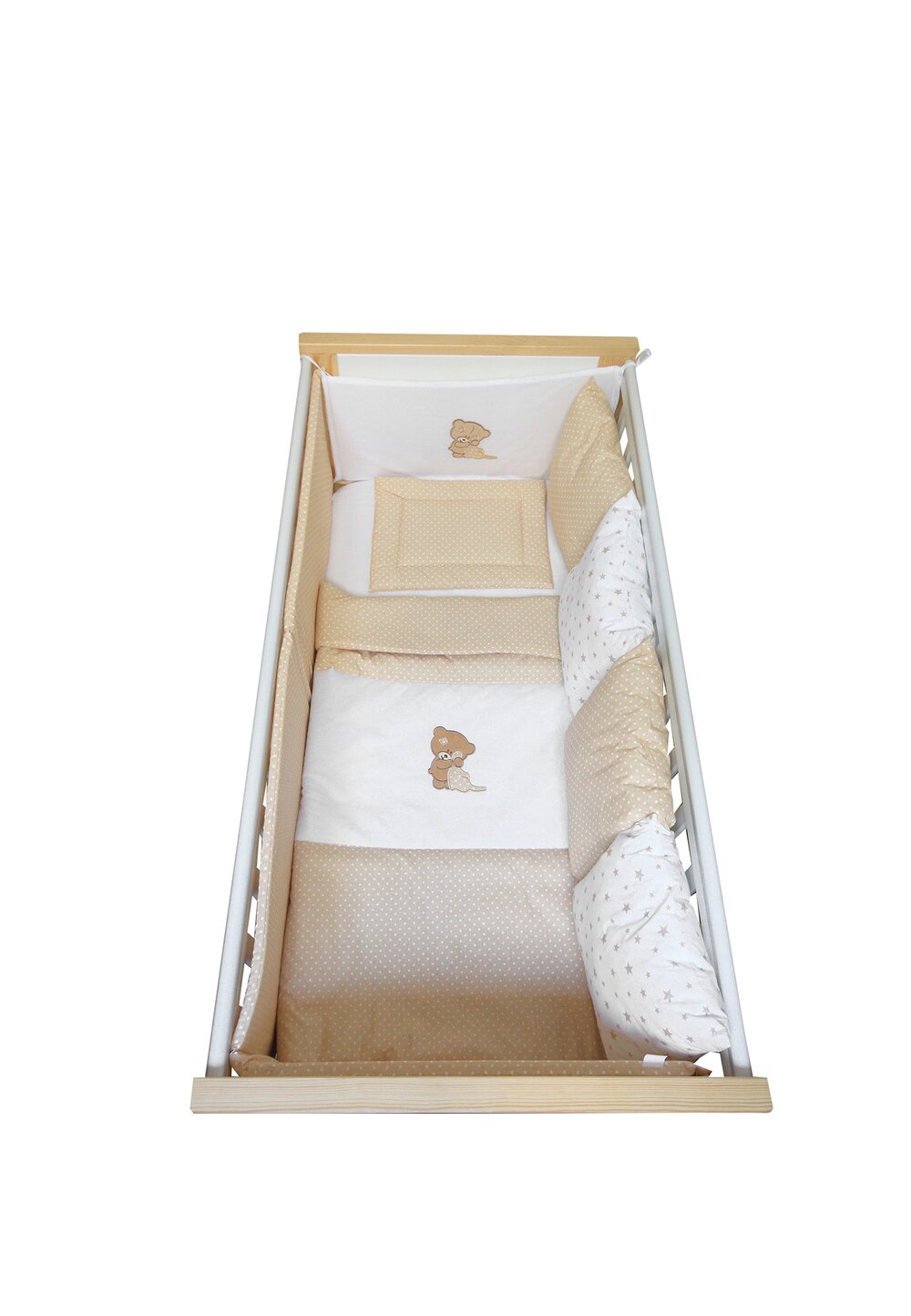 Lenjerie 9 piese, Prichindel, Little bear crem, 120x60cm