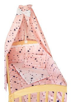 Lenjerie cu baldachin, 2 fete, stelutele roz 2, 120 x 60 cm