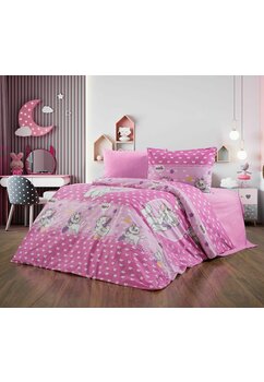 Lenjerie de pat 3 piese, bumbac, Marie, roz, 140 x 200 cm