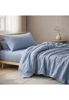 Lenjerie de pat 3 piese, muselina bumbac, 140 x 200 cm, diverse culori