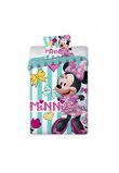 Lenjerie de pat, Minnie Mouse, cu floricele, 100x135cm