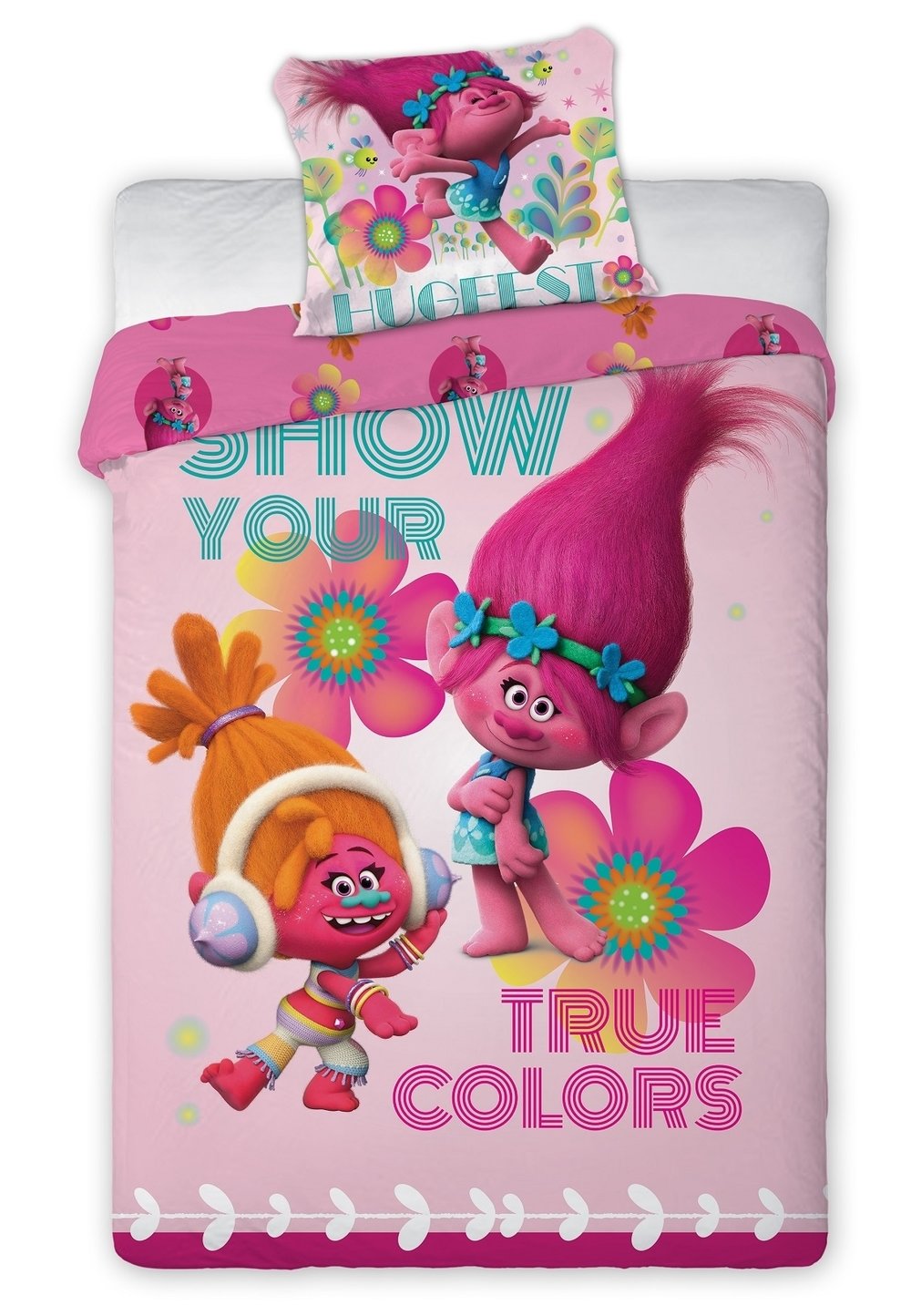 Lenjerie de pat Trolls, true colors, 160x200cm