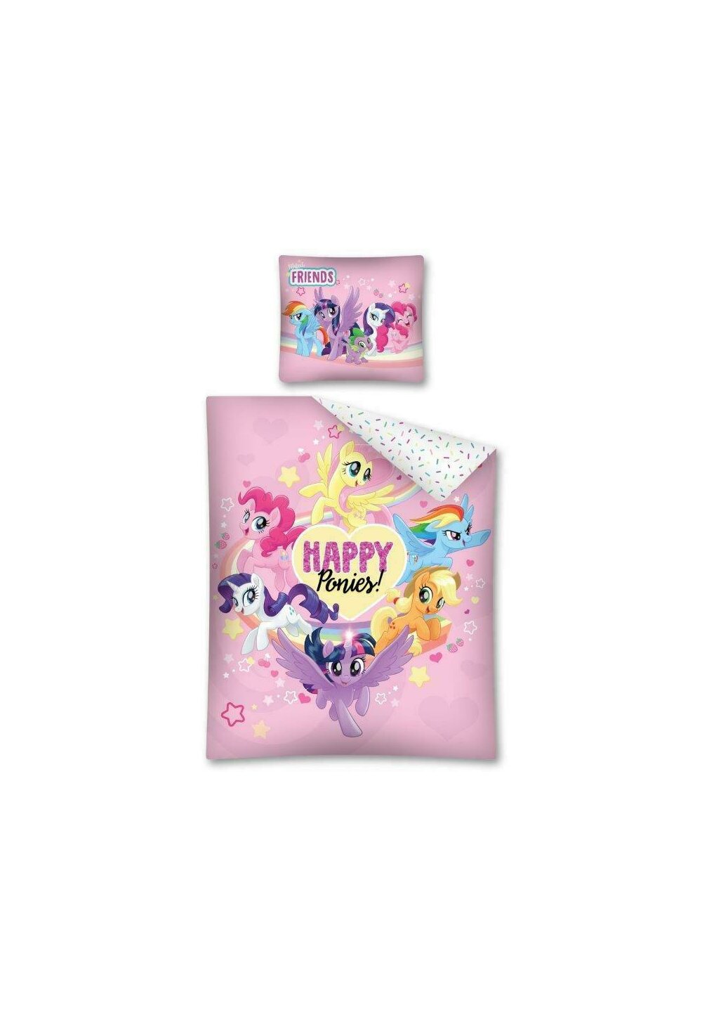 Lenjerie pat, Happy Ponies, roz, 140x200 cm imagine