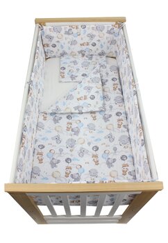 Lenjerie patut, 5 piese, bumbac, Koala cu balon, multicolor, 140x70 cm