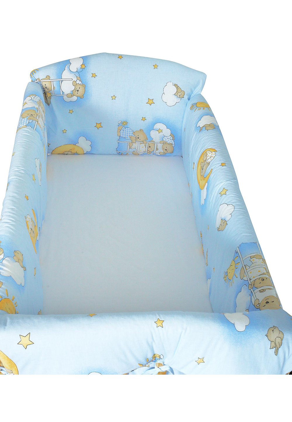 Lenjerie patut 7 piese, Maxi, ursuletul somnoros albastru, 120x60 cm