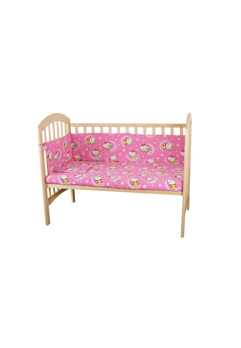 Lenjerie patut bumbac, Hello Kitty, roz, 4 piese