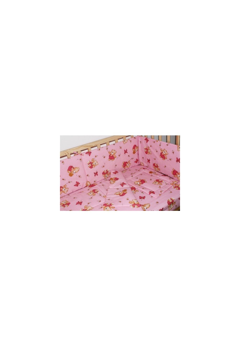 Lenjerie ursulet cu albinute roz,5 piese 140x70 cm