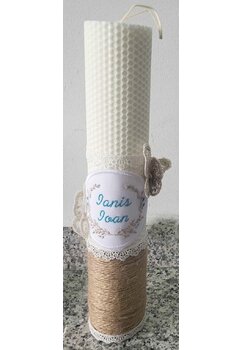Lumanare botez, din ceara naturala, personalizata, 30cm