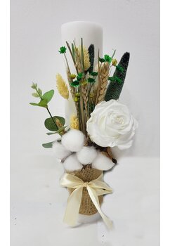 Lumanare botez clasica, Emi, nemuritoare, alb, 30cm