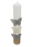 Lumanare botez, Isa, cu fluturasi, din ceara naturala, 35cm
