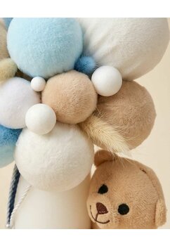 Lumanare botez, nemuritoare, Teddy cu baloane, alb, 30cm