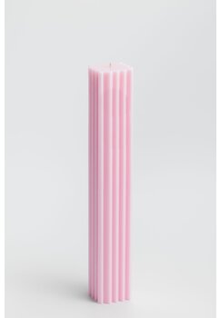 Lumanare patrata striata, din ceara naturala, peony, 35cm