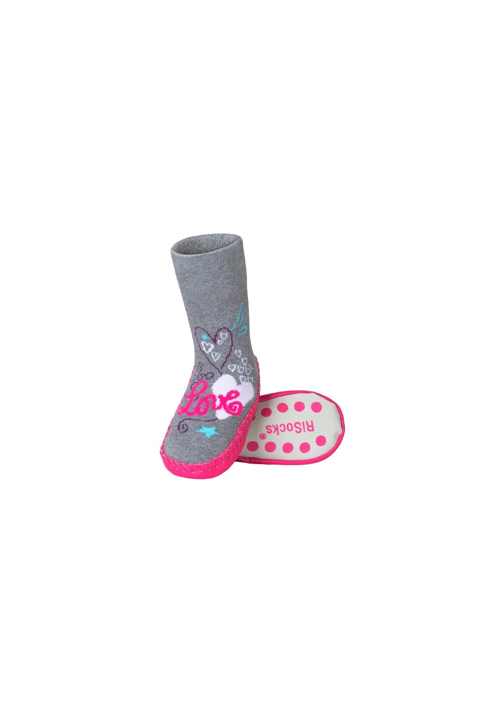 Mocasini, Love, gri cu roz