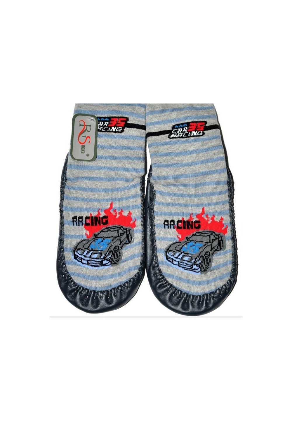 Mocasini, Racing, gri cu dungi
